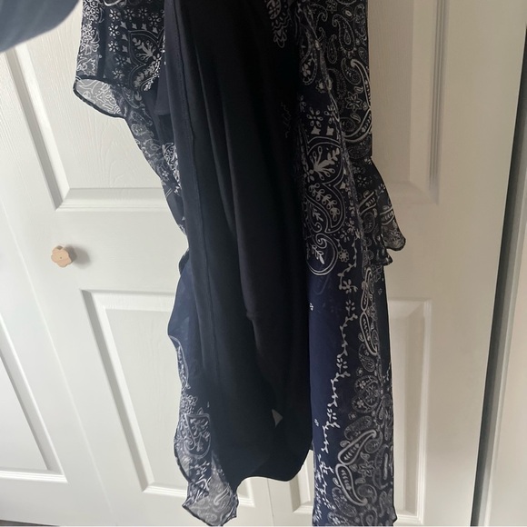 Chaps Dress Paisley Flowy Navy Blue White Maxi Dress Size 14 NWT - Picture 9 of 13